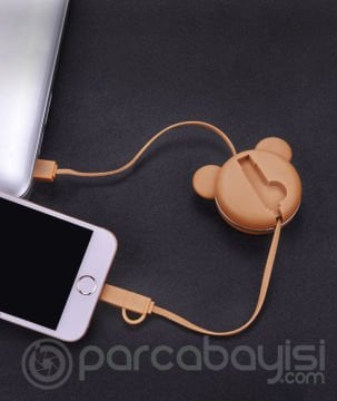 Outbasf 2in1 İphone Ve Micro Usb Ayıcık Figurlu Usb Kablo