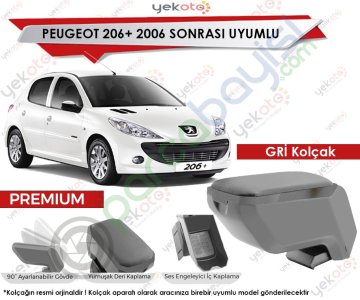 Peugeot 206+ 2006 Sonrası Uyumlu Gri Kolçak Kol Dayama Ultra Kaliteli