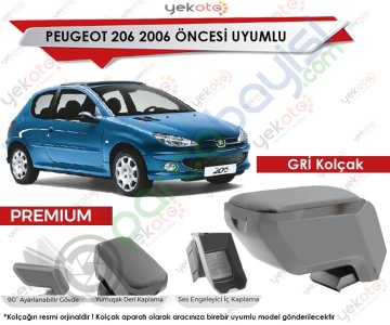 Peugeot 206 2006 Öncesi Uyumlu Gri Kolçak Kol Dayama Ultra Kaliteli