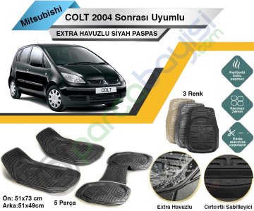 Mitsubishi Colt 2004 Sonrası Uyumlu Extra Havuzlu Kesilebilir Siyah Paspas