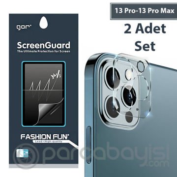 GOR İPhone 13 Pro 13 Pro Max 3D Tempered Cam Kamera Koruyucu 2Adet Set
