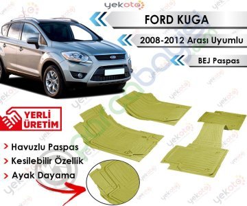 Ford Kuga 2008-2012 Sonrası Uyumlu Havuzlu Kesilebilir Bej Paspas