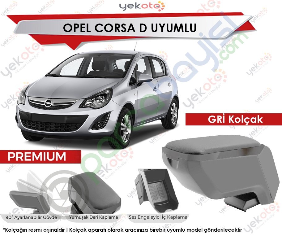 Opel Corsa D Uyumlu Gri Kolçak Kol Dayama Ultra Kaliteli