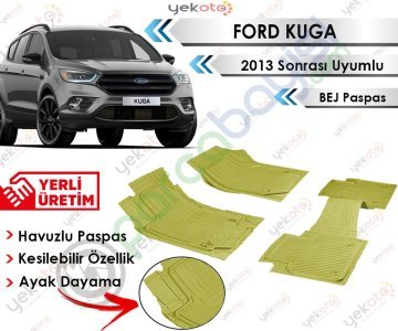 Ford Kuga 2013 Sonrası Uyumlu Havuzlu Kesilebilir Bej Paspas
