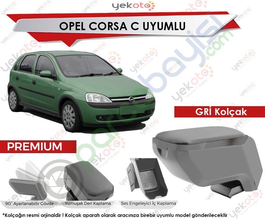 Opel Corsa C Uyumlu Gri Kolçak Kol Dayama Ultra Kaliteli