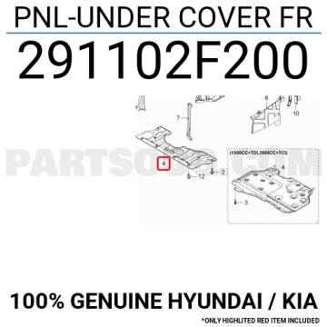 Kia Cerato Motor Alt Panel Koruyucu Ön Orjinal | 291102F200