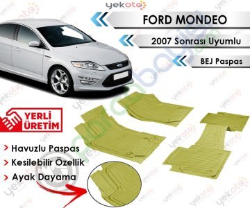 Ford Mondeo 2007 Sonrası Uyumlu Havuzlu Kesilebilir Bej Paspas