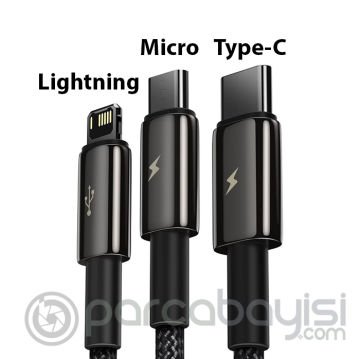 Baseus Tungsten Gold 3.5A 3 in 1 Hızlı Şarj Kablosu 1.5 Metre