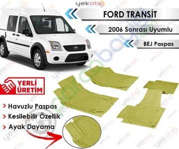 Ford Transit 2006 Sonrası Uyumlu Havuzlu Kesilebilir Bej Paspas