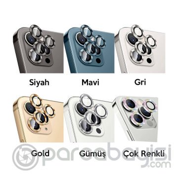 ALLY İphone 12 Pro Max 3D Metal Çerçeveli Kamera Lens Koruyucu
