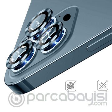 ALLY İphone 12 Pro Max 3D Metal Çerçeveli Kamera Lens Koruyucu