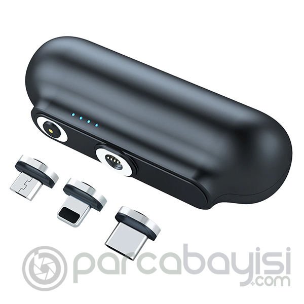 KUULAA 2600mAh Manyetik Power Bank İPhone+Type C Mikro Manyetik Kablo