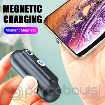 KUULAA 2600mAh Manyetik Power Bank İPhone+Type C Mikro Manyetik Kablo