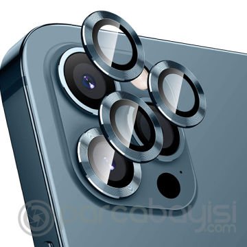 ALLY İphone 12 Pro 3D Metal Çerçeveli Kamera Lens Koruyucu