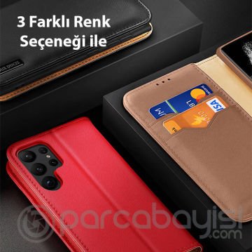 Dux Ducis SM Galaxy S23 Kılıf Mıknatıslı Cüzdanlı Deri Kılıf Hivo Series