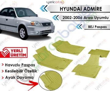 Hyundai Admire 2002-2006 Arası Uyumlu Havuzlu Kesilebilir Bej Paspas