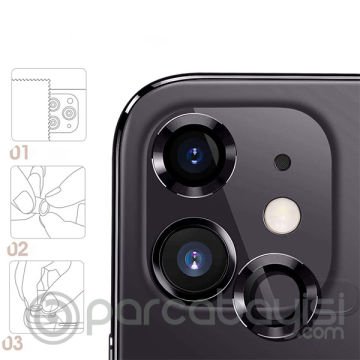 ALLY İphone 12 - 12 Mini 3D Metal Çerçeveli Kamera Lens Koruyucu