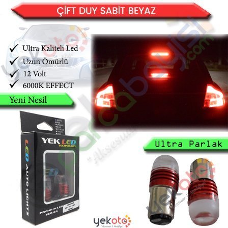 Yekled 1157 Çift Duy Ampul Led Beyaz Işık Stop Fren Lamba Mercekli Model 2 Adet