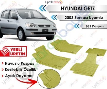 Hyundai Getz 2003 Sonrası Uyumlu Havuzlu Kesilebilir Bej Paspas