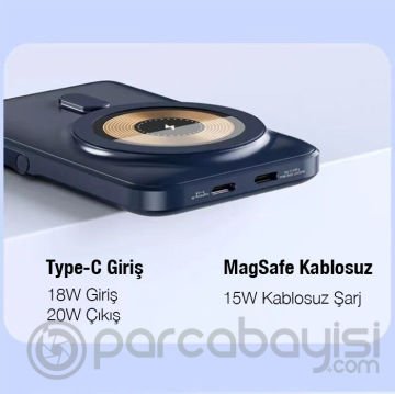 ALLY Q15 10000mAh PD 20W Magsafe Uyumlu Hızlı Şarj Powerbank Standlı