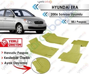 Hyundai Era 2006 Sonrası Uyumlu Havuzlu Kesilebilir Bej Paspas