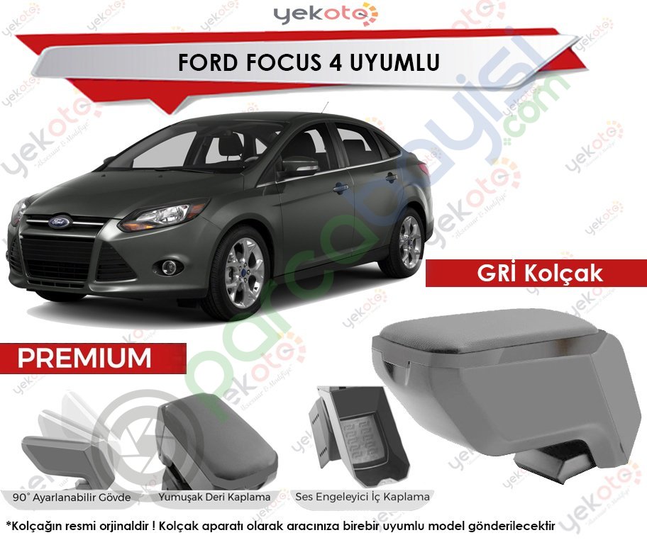 Ford Focus 4 Uyumlu Gri Kolçak Kol Dayama Ultra Kaliteli