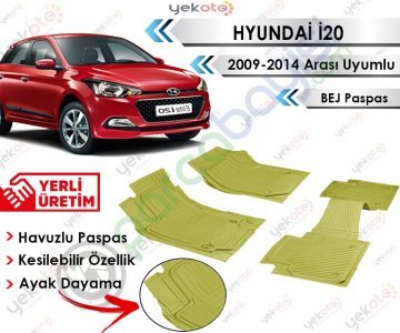 Hyundai İ20 2009-2014 Arası Uyumlu Havuzlu Kesilebilir Bej Paspas