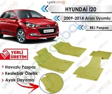 Hyundai İ20 2009-2014 Arası Uyumlu Havuzlu Kesilebilir Bej Paspas