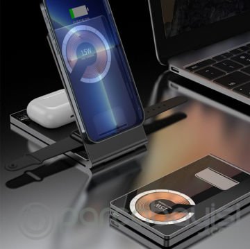 ALLY T05 15W 4in1 iPhone Magsafe Apple Watch + Airpods Kablosuz Hızlı Şarj Standı