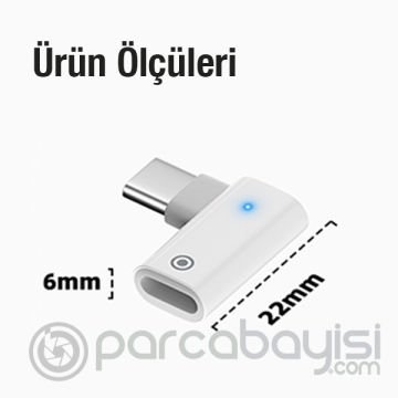 Ally L Tipi Lightning to Type-C Dönüştürücü Apple Pencil Kalem Şarj Adaptörü