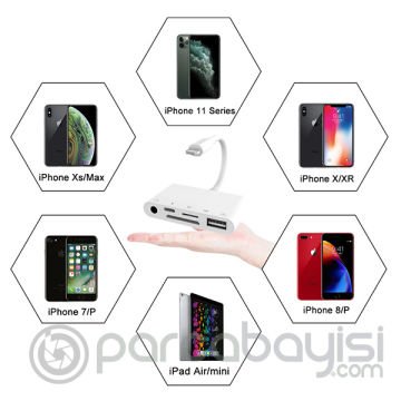 ALLY 5in1 İPhone-İPad lightning To Audio Usb Kamera Okuyucu