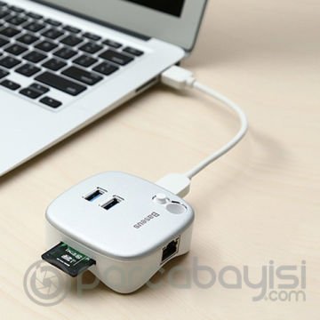 Baseus Çok Fonsiyonlu Notebook Adaptörü Hub Dual USB 3.0 RJ45 TF-SD