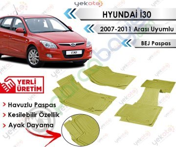 Hyundai İ30 2007-2011 Arası Uyumlu Havuzlu Kesilebilir Bej Paspas
