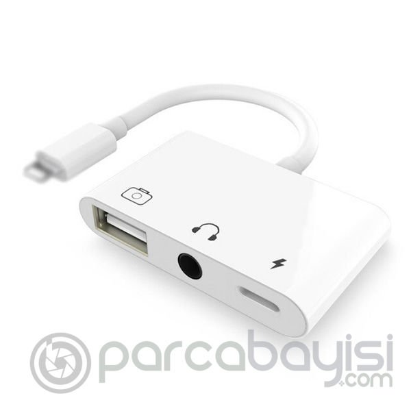 3in1 İPhone-İPAD lightning To Kulakılık ve Usb Kamera Okuyucu Otg
