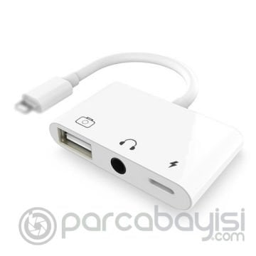3in1 İPhone-İPAD lightning To Kulakılık ve Usb Kamera Okuyucu Otg