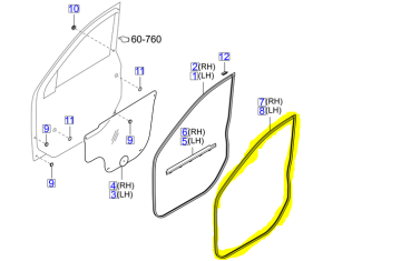 Kia Sorento Ön Kapı Gövde Fitili Sağ muadil | 821203E000