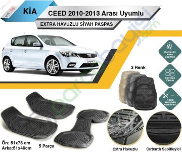 Kia Ceed 2010-2013 Arası Uyumlu Extra Havuzlu Kesilebilir Siyah Paspas