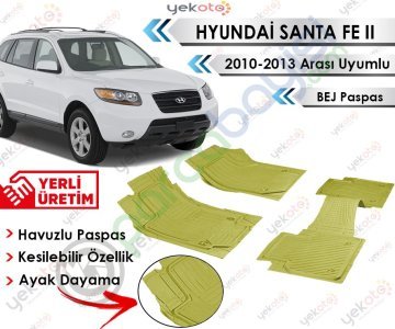 Hyundai Santa Fe 2010-2013 Arası Uyumlu Havuzlu Kesilebilir Bej Paspas