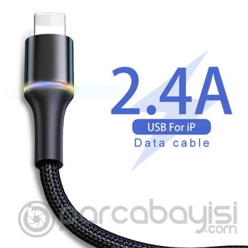 Baseus Halo Cable İPhone  11,7-8-XS-XR 2.4A 0.25CM Kısa Usb Şarj Kablosu