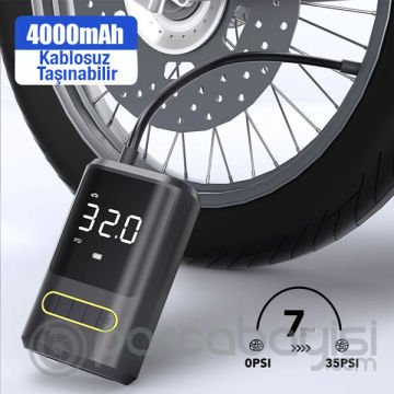 ALLY ATJ-8466 Dijital Göstergeli Şarjlı Taşınabilir Hava Kompresörü Lastik Pompası