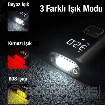 ALLY ATJ-8466 Dijital Göstergeli Şarjlı Taşınabilir Hava Kompresörü Lastik Pompası