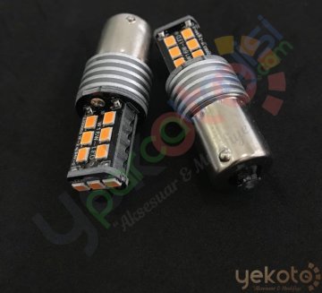 Yekled 1156 Tek Duy Ampul 15 Led Turuncu/Amber Işık Canbus Sinyal Lamba Arıza Kesici 2 Adet