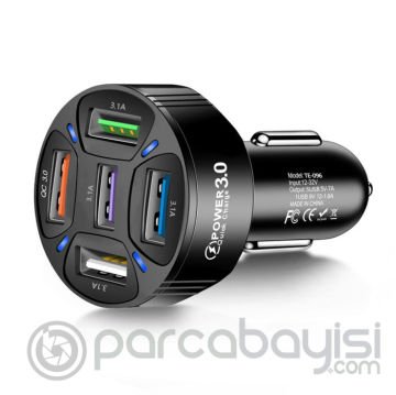 ALLY QC3.0 5 Port Çıkışlı Çoklu Usb Araç İçi Çakmaklık Hızlı Şarj Başlığı