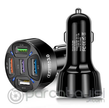 ALLY QC3.0 5 Port Çıkışlı Çoklu Usb Araç İçi Çakmaklık Hızlı Şarj Başlığı