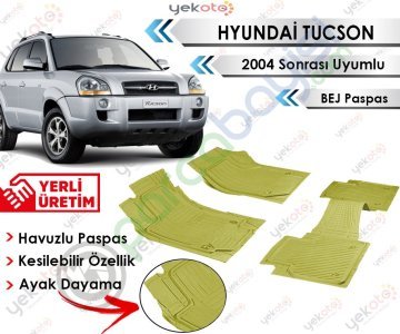 Hyundai Tucson 2004 Sonrası Uyumlu Havuzlu Kesilebilir Bej Paspas