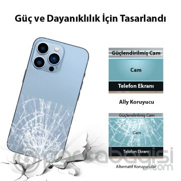 Ally iPhone 13 Pro Max 6.7 Tempered Şeffaf Arka Cam Koruyucu