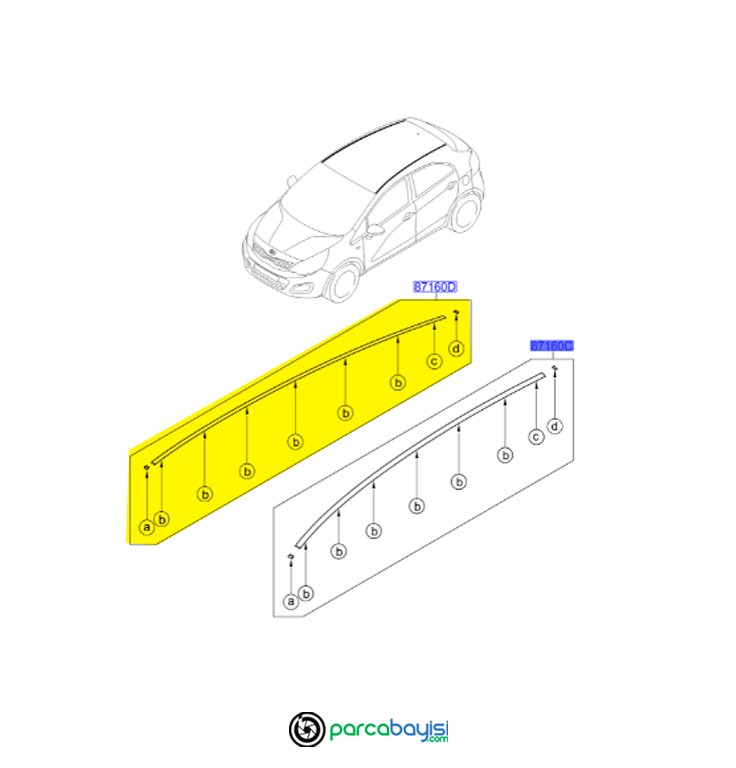 Kia Rio Tavan Çıtası Sağ Orjinal | 872201W200