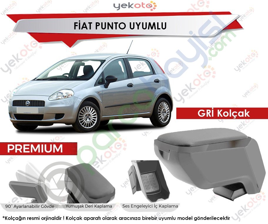Fiat Punto Uyumlu Gri Kolçak Kol Dayama Ultra Kaliteli