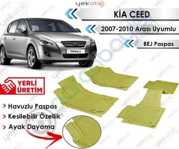 Kia Ceed 2007-2010 Arası Uyumlu Havuzlu Kesilebilir Bej Paspas