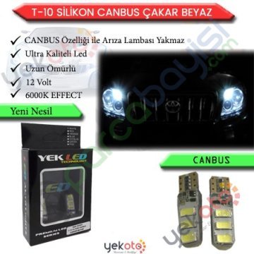 Yekled T10 Park Dipsiz Ampul 6 Led Beyaz Işık Silikon Çakarlı Model Canbus Arıza Kesicili 12V 2 Adet